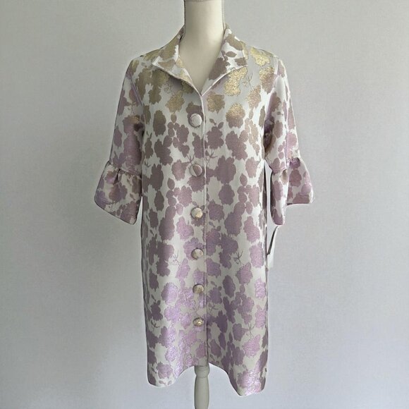 CAROLINE ROSE Floral Lavender Iridescent Lightweight Jacket Coat Sz S NEW w tags - Picture 1 of 12